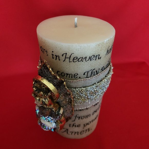 Unscented Candle Mary and Jesus Accent Our Father Engraved - Picture 7 of 12